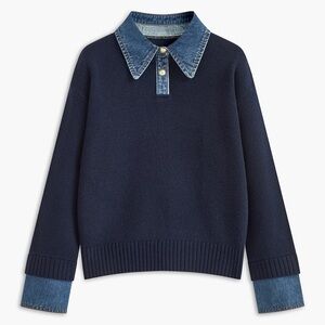 Commense Navy Sweater with Denim Accents